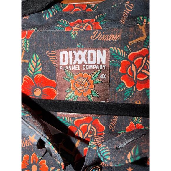 Dixxon Big Men's Stay Gold Flannel Button Up Party Shirt Black & Red Size 4X - Picture 5 of 7